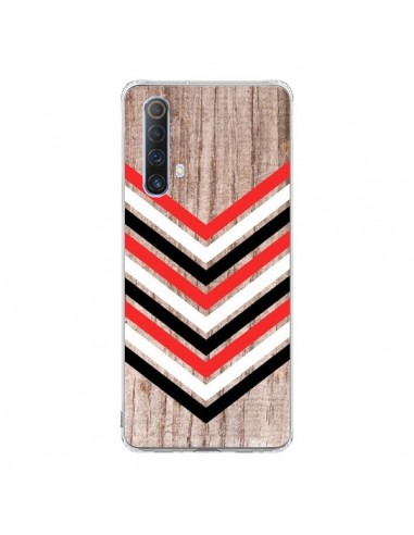 Coque Realme X50 5G Tribal Aztèque Bois Wood Flèche Rouge Blanc Noir - Laetitia