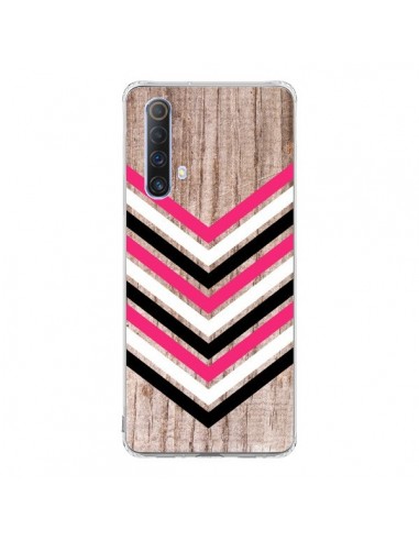 Coque Realme X50 5G Tribal Aztèque Bois Wood Flèche Rose Blanc Noir - Laetitia