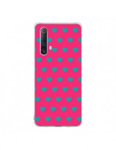 Coque Realme X50 5G Coeurs Bleus Fond Rose - Laetitia