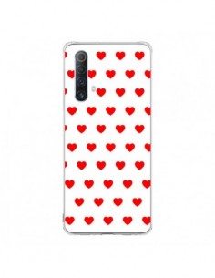 Coque Realme X50 5G Coeurs Rouges Fond Blanc - Laetitia