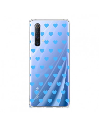 Coque Realme X50 5G Coeur Heart Love Amour Bleu Transparente - Laetitia