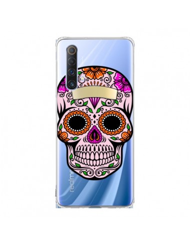 Coque Realme X50 5G Tête de Mort Mexicaine Noir Rose Transparente - Laetitia