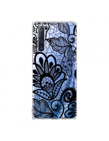 Coque Realme X50 5G Lace Fleur Flower Noir Transparente - Petit Griffin