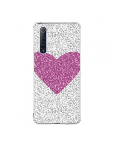 Coque Realme X50 5G Coeur Rose Argent Love - Mary Nesrala