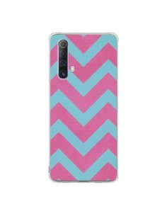 Coque Realme X50 5G Strawberry Chevron Rose Bleu - Mary...