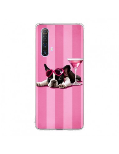 Coque Realme X50 5G Chien Dog Cocktail Lunettes Coeur Rose - Maryline Cazenave