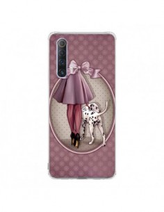 Coque Realme X50 5G Lady Chien Dog Dalmatien Robe Pois -...