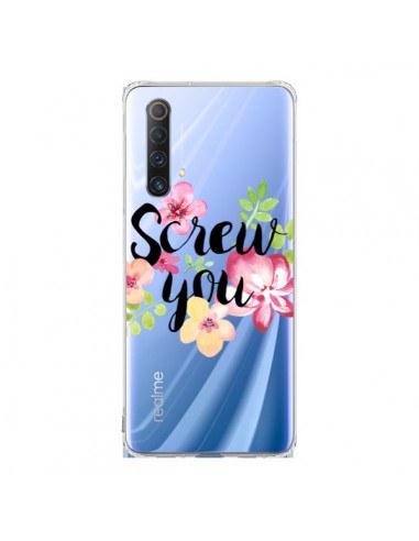 Coque Realme X50 5G Screw you Flower Fleur Transparente - Maryline Cazenave