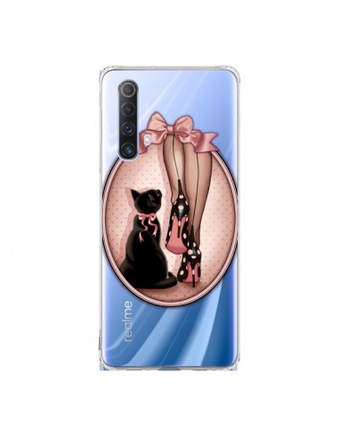 Coque Realme X50 5G Lady Chat Noeud Papillon Pois Chaussures Transparente - Maryline Cazenave