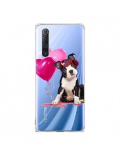Coque Realme X50 5G Chien Dog Ballon Lunettes Coeur Rose...
