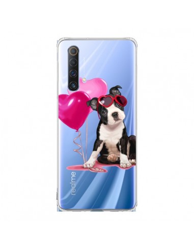 Coque Realme X50 5G Chien Dog Ballon Lunettes Coeur Rose Transparente - Maryline Cazenave