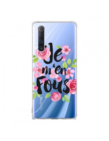 Coque Realme X50 5G Je M'en Fous Fleurs Transparente - Maryline Cazenave