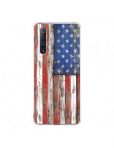 Coque Realme X50 5G Drapeau USA Vintage Bois Wood -...