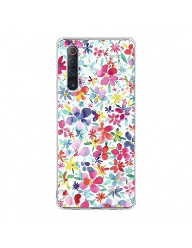 Coque Realme X50 5G Colorful Flowers Petals Blue - Ninola Design