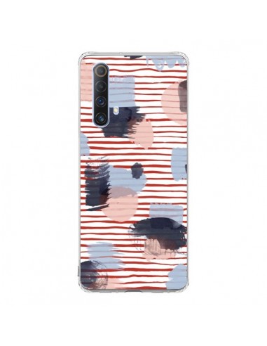 Coque Realme X50 5G Watercolor Stains Stripes Red - Ninola Design