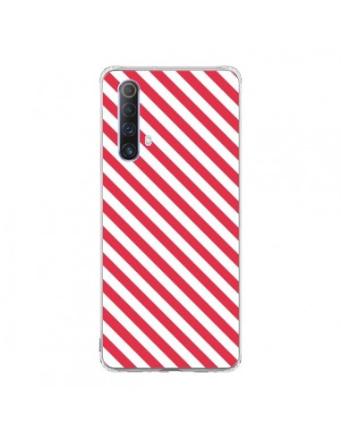 Coque Realme X50 5G Bonbon Candy Rose et Blanche Rayée - Nico