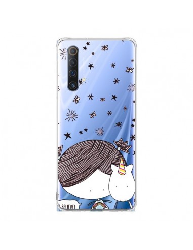 Coque Realme X50 5G Petite Fille et Licorne I Believe Transparente - Nico