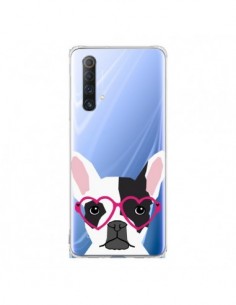 Coque Realme X50 5G Bulldog Français Lunettes Coeurs...