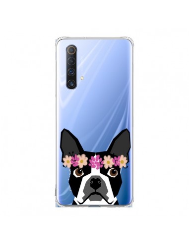 Coque Realme X50 5G Boston Terrier Fleurs Chien Transparente - Pet Friendly