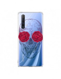 Coque Realme X50 5G Tête de Mort Rose Fleurs Transparente...