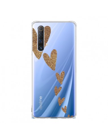 Coque Realme X50 5G Coeur Falling Gold Hearts Transparente - Sylvia Cook