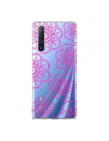 Coque Realme X50 5G Pink Doodle Flower Mandala Rose Fleur Transparente - Sylvia Cook