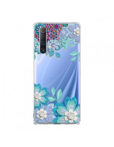 Coque Realme X50 5G Winter Flower Bleu, Fleurs d'Hiver Transparente - Sylvia Cook