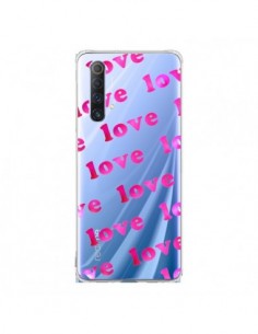 Coque Realme X50 5G Pink Love Rose Transparente - Sylvia...