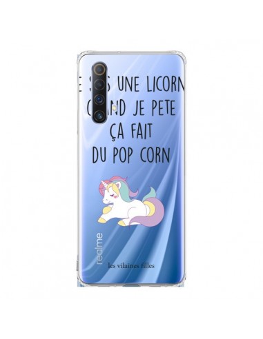 Coque Realme X50 5G Je suis une licorne, quand je pète ça fait du pop corn Transparente - Les Vilaines Filles