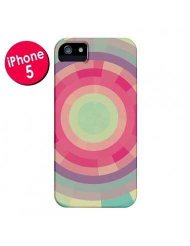 Coque Spirale de Couleurs Rose Vert pour iPhone 5 et 5S - Eleaxart