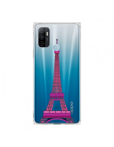 Coque Oppo A53 / A53s Tour Eiffel Rose Paris Transparente - Asano Yamazaki