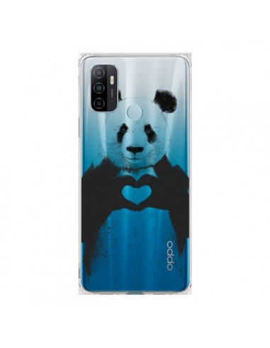 Coque Oppo A53 / A53s Panda All You Need Is Love Transparente - Balazs Solti