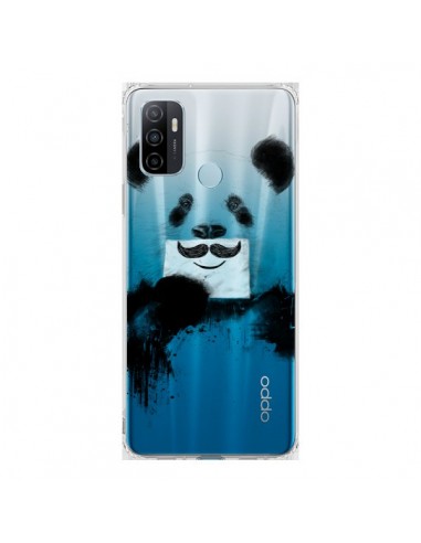 Coque Oppo A53 / A53s Funny Panda Moustache Transparente - Balazs Solti