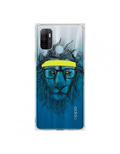 Coque Oppo A53 / A53s Hipster Lion Transparente - Balazs Solti