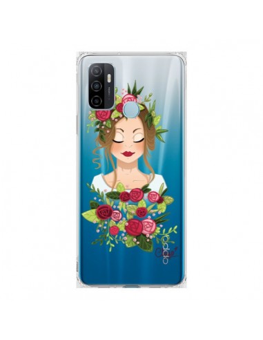 Coque Oppo A53 / A53s Femme Closed Eyes Fleurs Transparente - Chapo