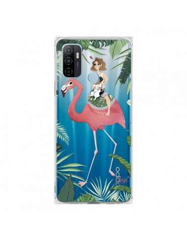 Coque Oppo A53 / A53s Lolo Love Flamant Rose Chien Transparente - Chapo