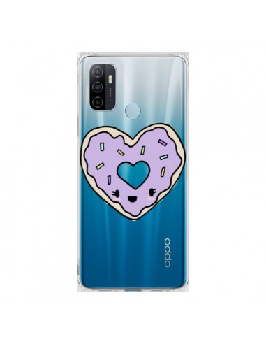 Coque Oppo A53 / A53s Donuts Heart Coeur Violet Transparente - Claudia Ramos
