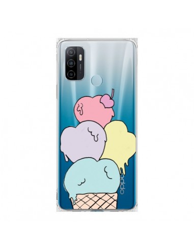 Coque Oppo A53 / A53s Ice Cream Glace Summer Ete Coeur Transparente - Claudia Ramos