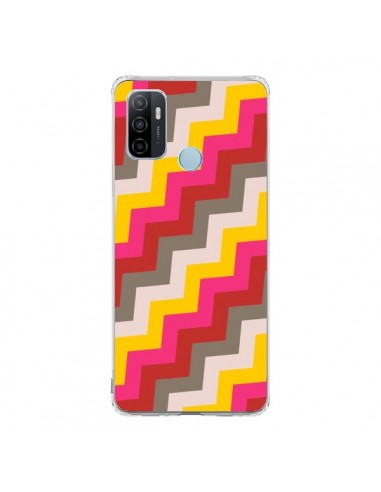 Coque Oppo A53 / A53s Lignes Triangle Azteque Rose Rouge - Eleaxart