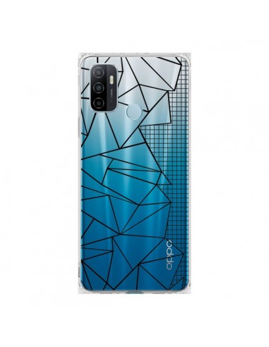 Coque Oppo A53 / A53s Lignes Grilles Side Grid Abstract Noir Transparente - Project M