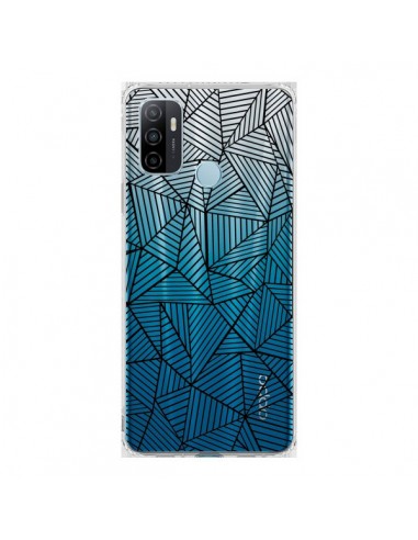 Coque Oppo A53 / A53s Lignes Grilles Triangles Full Grid Abstract Noir Transparente - Project M