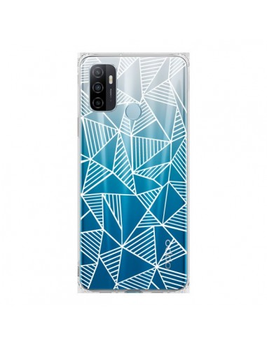 Coque Oppo A53 / A53s Lignes Grilles Triangles Grid Abstract Blanc Transparente - Project M