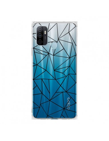 Coque Oppo A53 / A53s Lignes Triangles Grid Abstract Noir Transparente - Project M