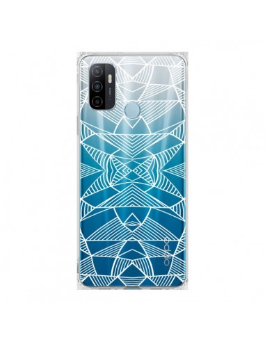 Coque Oppo A53 / A53s Lignes Miroir Grilles Triangles Grid Abstract Blanc Transparente - Project M