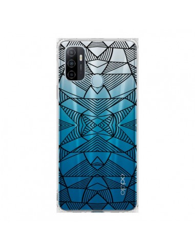 Coque Oppo A53 / A53s Lignes Miroir Grilles Triangles Grid Abstract Noir Transparente - Project M