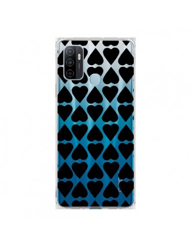 Coque Oppo A53 / A53s Coeurs Heart Noir Transparente - Project M