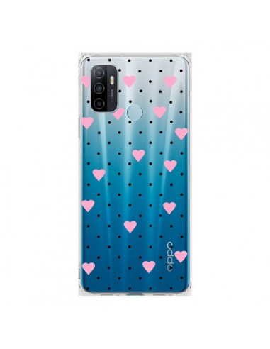 Coque Oppo A53 / A53s Point Coeur Rose Pin Point Heart Transparente - Project M