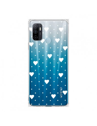 Coque Oppo A53 / A53s Point Coeur Blanc Pin Point Heart Transparente - Project M
