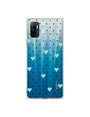 Coque Oppo A53 / A53s Point Coeur Mint Bleu Vert Pin Point Heart Transparente - Project M
