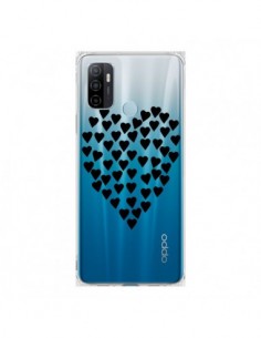 Coque Oppo A53 / A53s Coeurs Heart Love Noir Transparente...
